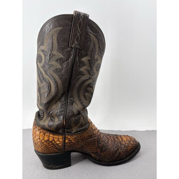 VTG Tony Lama Exotic Python Snakeskin Men\'s Western Cowboy Boots 8114 Size 7.5EE